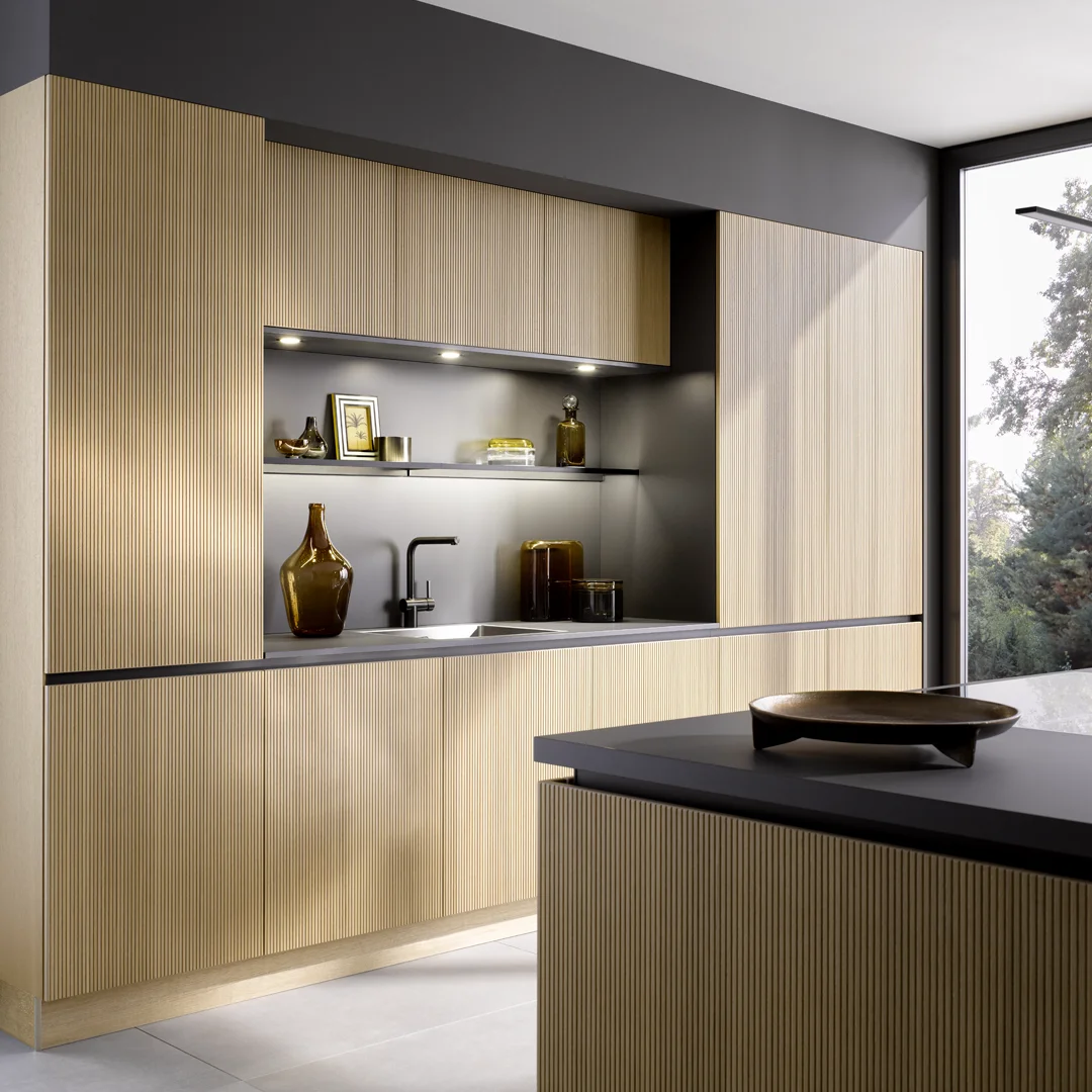 cuisine en bois rainuré